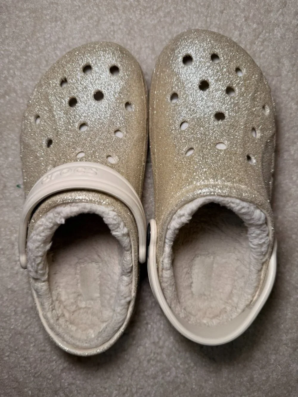 Crocs Glitter Lined Clogs Gold Big Kid 2